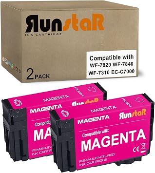 Run Star 2 Packs Remanufactured for 812XL T812XL Magenta Ink Cartridge
