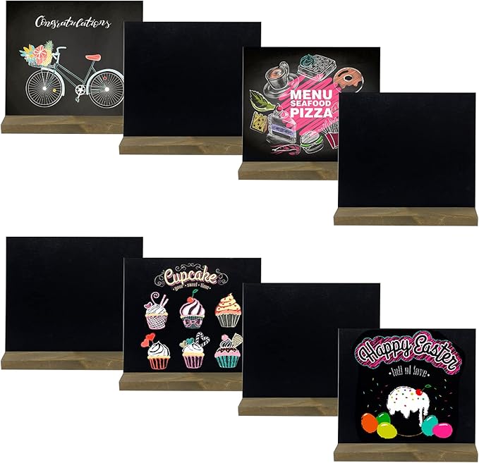8 Pack Mini Chalkboard Signs, 5 X 6 Inch Vintage Wooden