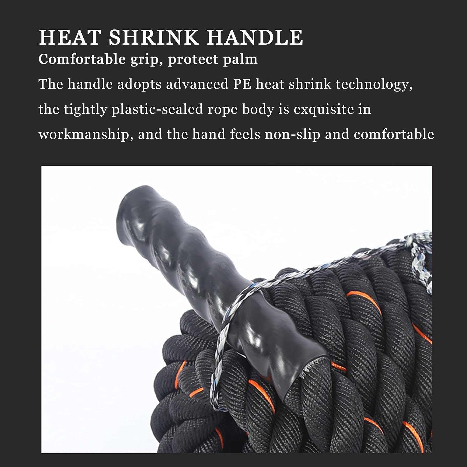 Battle Rope, Poly Dacron Übungsseile, 1,5 Zoll Durchmesser 30/40/50 Fuß Länge, Übung Training Gewichtetes Seil für Kraft- und Konditionstraining (Size : 15m)
