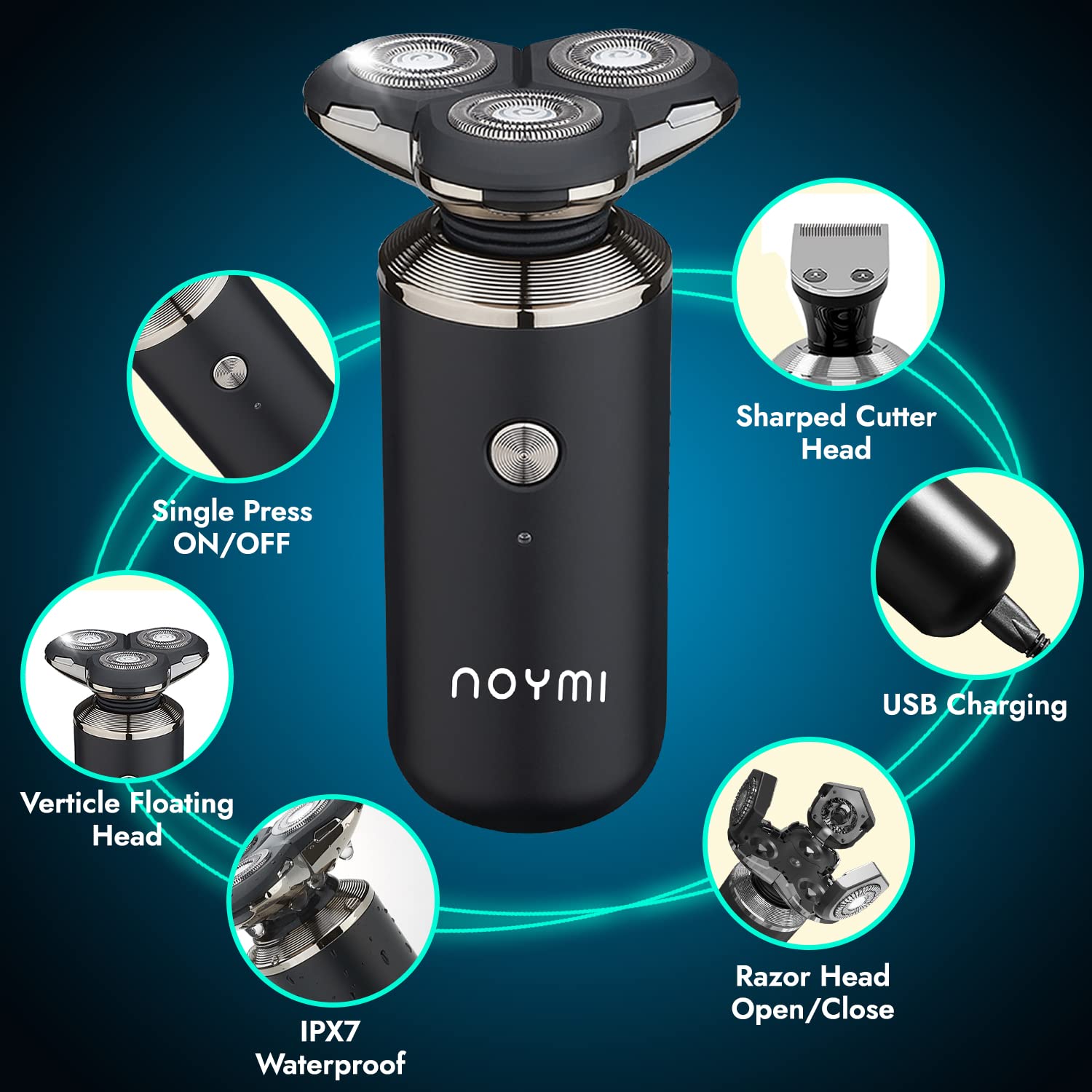 Noymi 3 in 1 Shaving Machine | Beard Trimmer for men with Waterproof IPX7 technology | Fast Charging with 90 Mins Continuous Use (Shaver + Trimmer) - Image 2 thumbnail