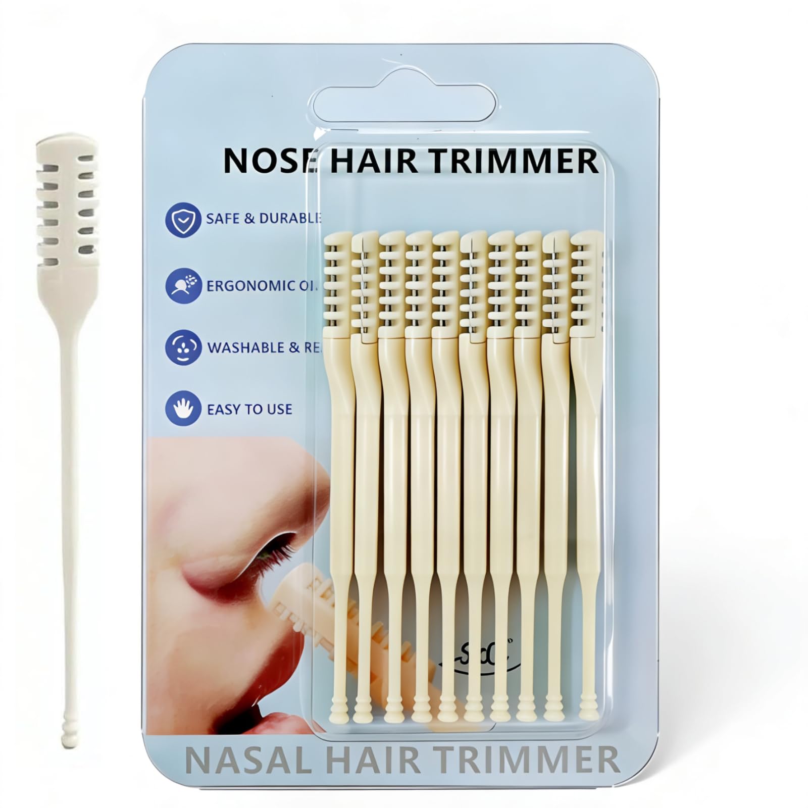 10 Pcs 2-in-1 Nasal Cutter Upgrade Double Sided Nose Knife 360 Nostril Hair Remover Tool Trimmer for Men