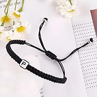 Vista 83 de Initial Bracelets for Couples Women Men Initial Charm Handmade Rope Braided Letter Bracelet for Teens Adjustable Jewelry Father's Day Gifts for Him