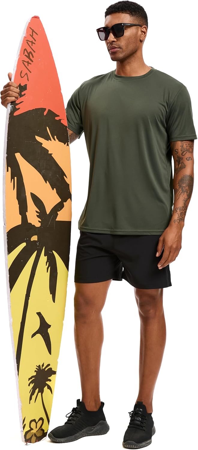5 Pack Workout Shirts for Men T Shirts Quick Dry UPF 50+ Sun Protection Athletic Short Sleeve Tops Lightweight Summer Tee
