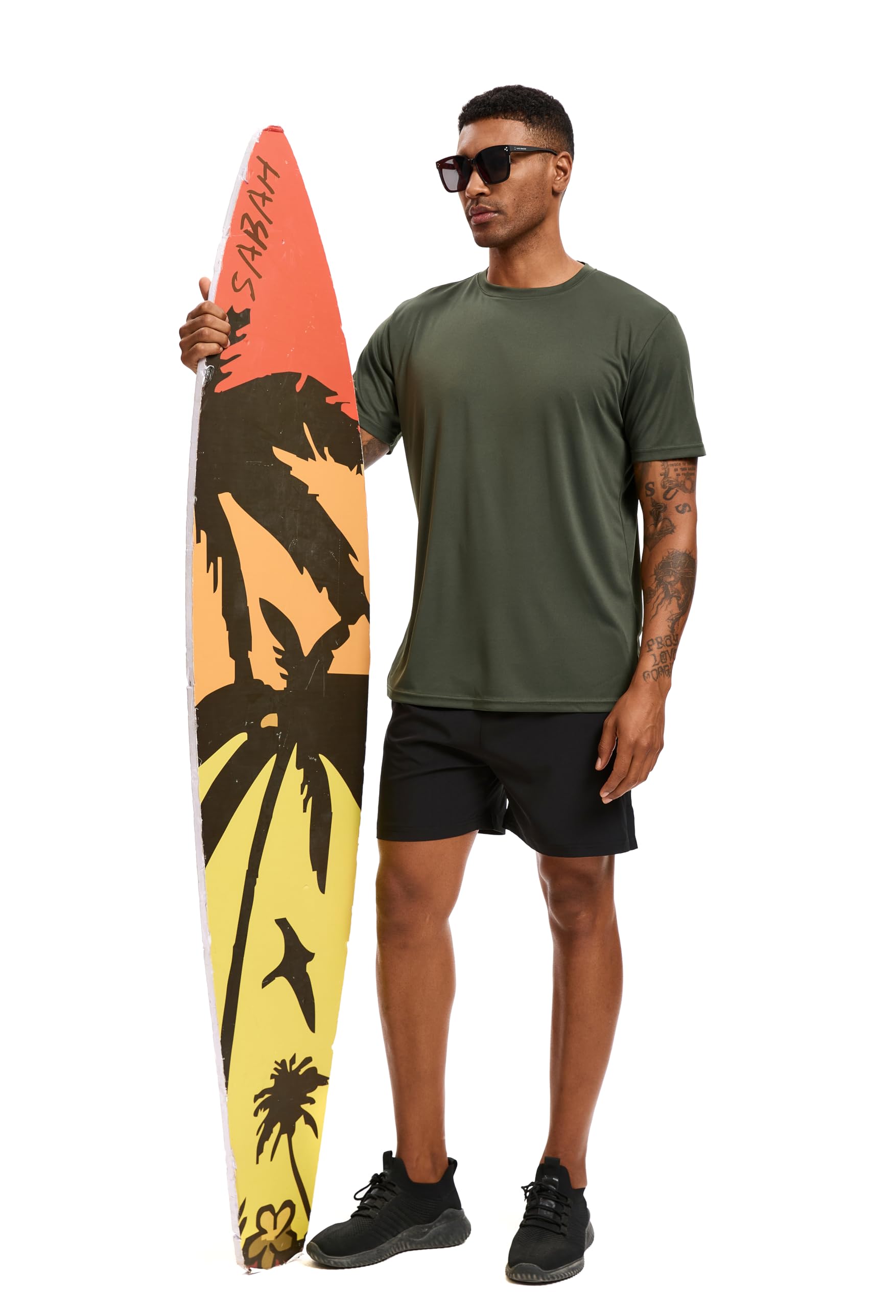 Paquete de 5 camisetas de entrenamiento para hombre, camisetas de secado rápido, protección solar UPF 50+, camisetas atléticas de manga corta, camisetas ligeras de verano