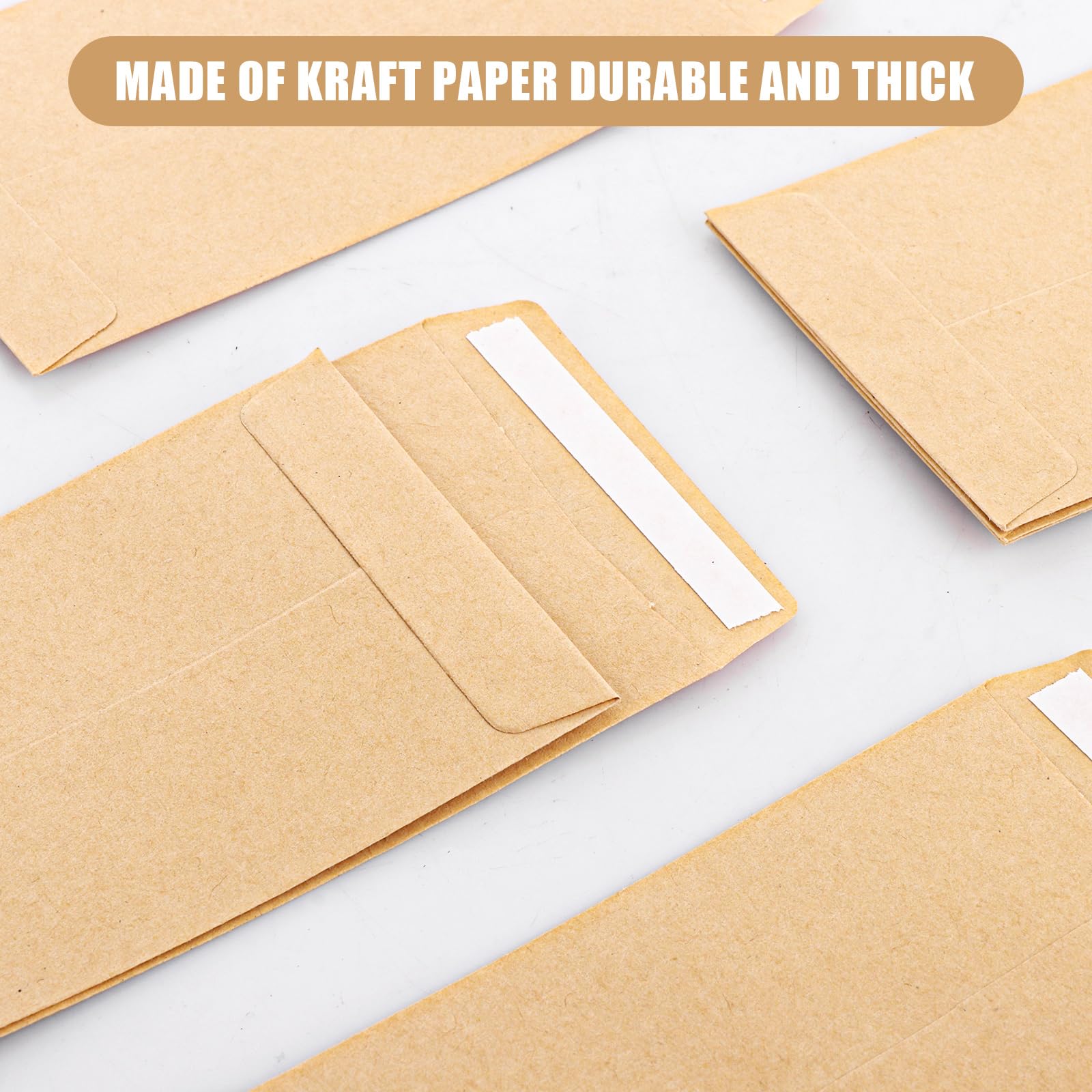 Enveloppes autocollantes papier kraft 6x10 cm lot de 500 marron