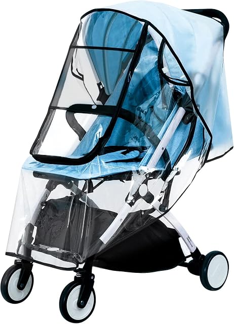 Rain Cover for Pushchair - Universal Pram Weather Shield Raincover Fit Most Strollers, Water-Resistant and Durable with Zip Against Rain Wind Snow Dust, Eco-Friendly Transparent Eva for Baby Travel
