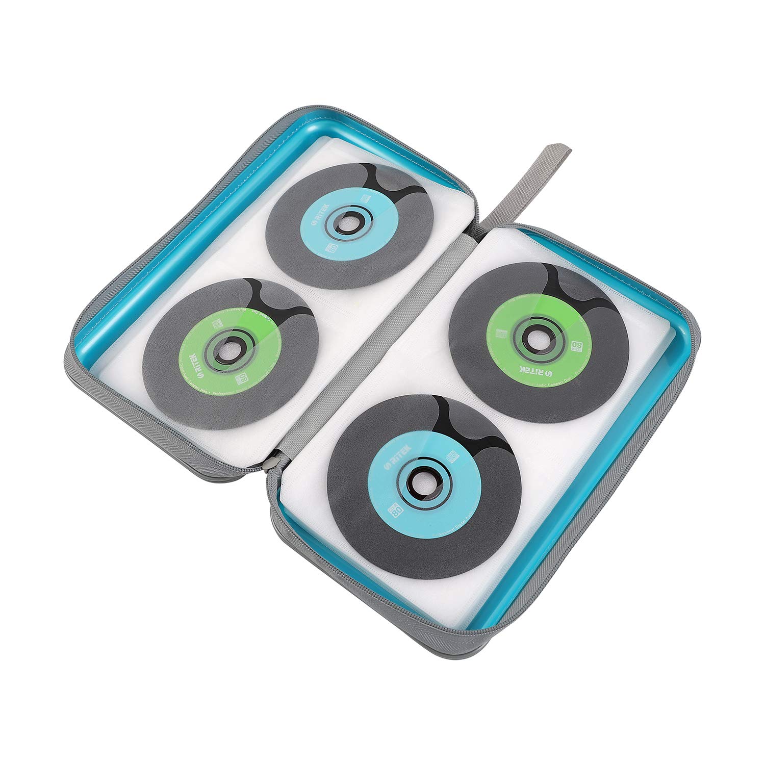 alavisxf xx CD Case, 96 Capacity Hard Plastic DVD Case Holder Organizer Storage Bag Portable Game Music Movie CD Disc Wallet for Kids Home Car Travel (96 Capacity, Sky Blue) - 3