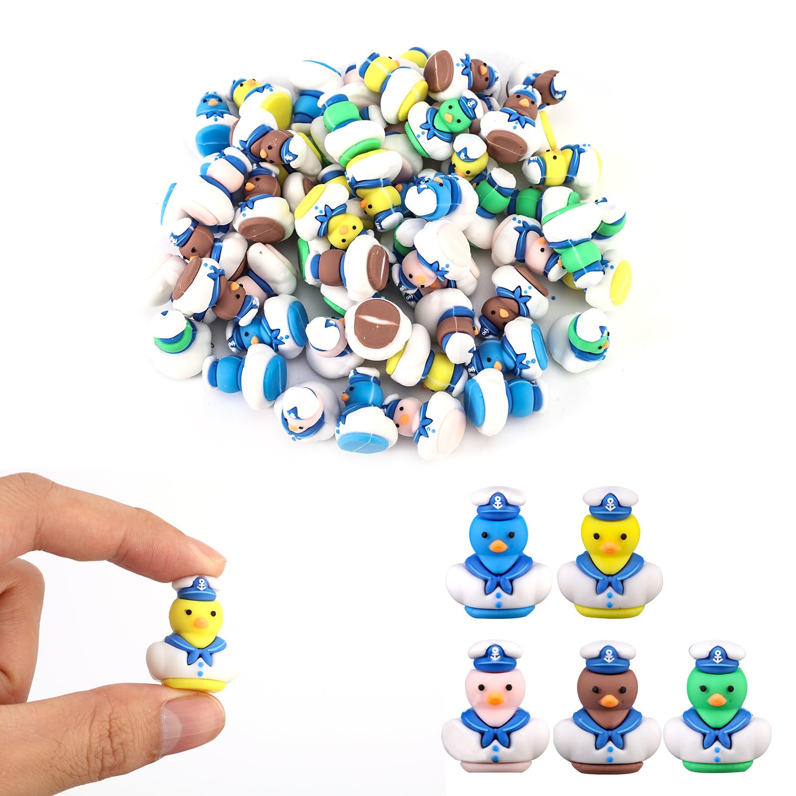 60pcs Cruise Rubber Ducks, PVC Small Captain Sailboat Duck Mini Sailing Rubber Tiny Duckies Cruise Ship Toys for Bath Toys Party Favors (Brown, Yellow, Blue, Green, Pink)