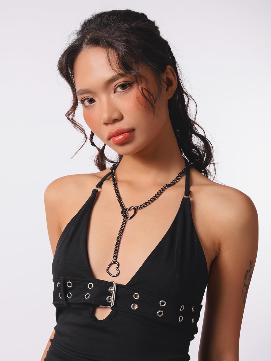 Sacina Black Heart Slip Chain Choker Necklace, Collar for Women, Gothic Necklace, Gothic Jewelry, Christmas Jewelry Gift for Women - Image 3