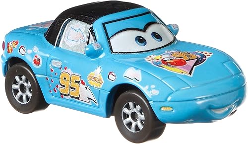Miniatura 3 de Disney Cars Toys Paquete de 2 Dinoco Mia & Dinoco Tia, vehículos de personajes favoritos de los fanáticos fundidos a presión a escala 1:55 para