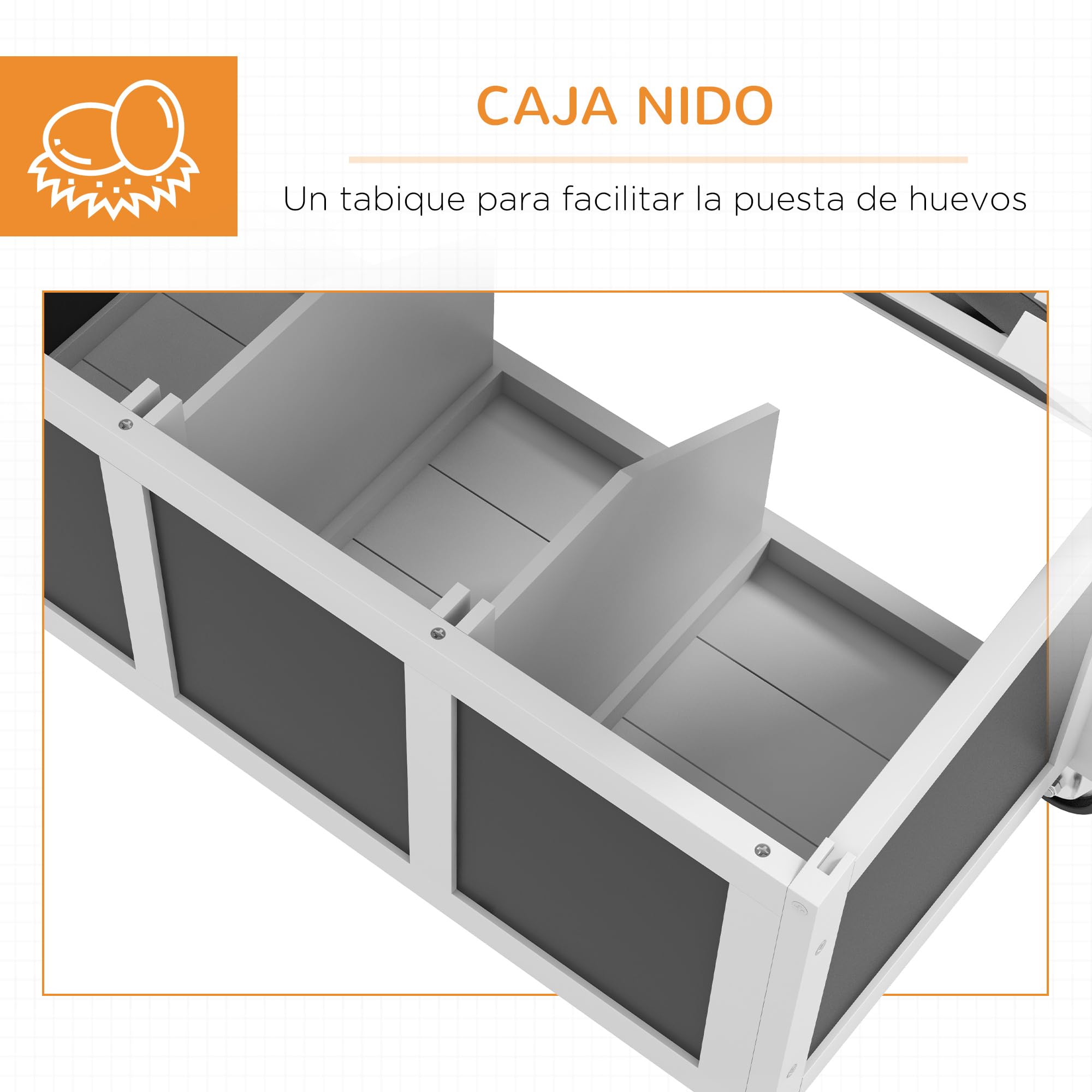 PawHut Gallinero de Madera 147x93,5x89,5 cm para 2-4 Gallinas Gris Oscuro | Gallinero para Exterior, con Puerta, Ventana, Nido, Bandeja Desmontable y Perchas