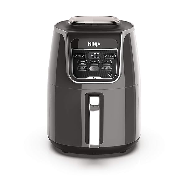 Ninja | XL Single Basket Air Fryer | 5.5 QT Capacity fits 3lbs of Wings | 5-in-1Air Fry, Roast, Bake,Reheat & Dehydrate |Dishwasher Safe Parts & Recipe Guide | Grey |AF150AMZ