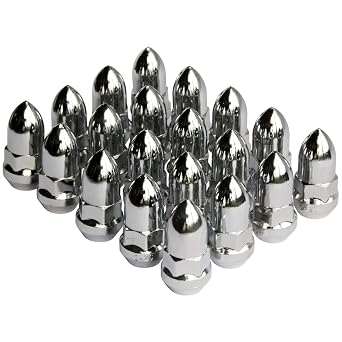 20 PC 1/2"-20 Spike Lug Nuts Chrome Compatible with Jeep Ford-Dodge 5 Lug Aftermarket Wheels - 1/2" Tuner Lugnuts 1.85" Tall Cone Seat for JK Wrangler Liberty Grand Cherokee Explorer Ranger