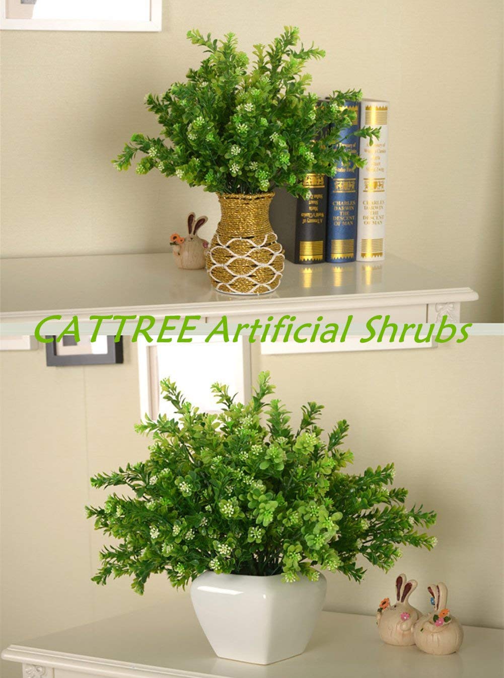Cattree Künstliche Tulpen, 10 künstliche Blumen, echte Haptik, Kunstpflanzen für Hochzeit, Braut, Brautjungfer, Blumensträuße Garten, Zuhause, Büro, Hotel, Party, Dekoration 6 pcs Bean Shrubs 6pcs