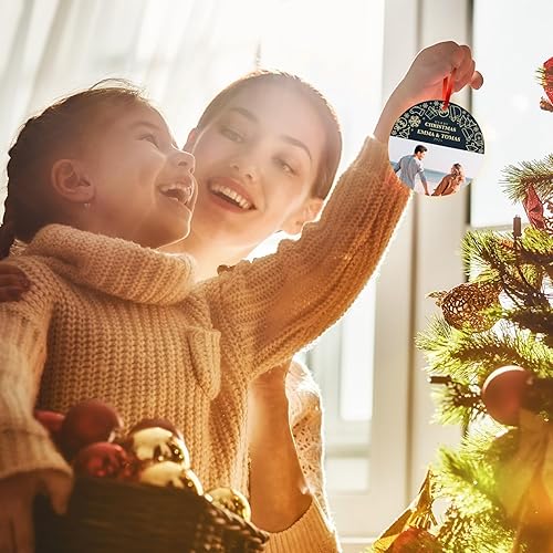 Miniatura 2 de Adorno de Navidad personalizado, foto personalizada con imagen y nombre, decoración del árbol de Navidad, bolsa de terciopelo incluida, adorno
