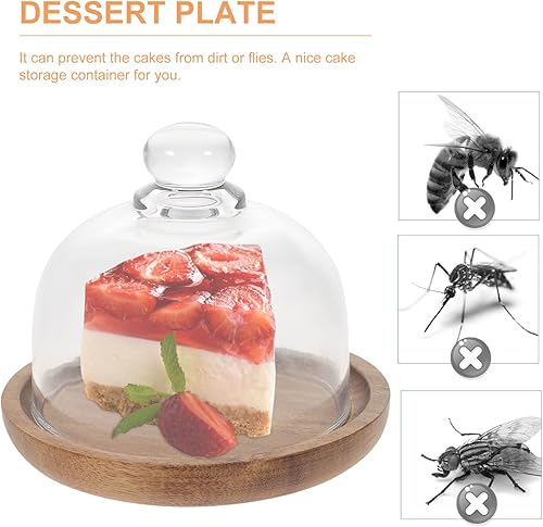 Miniatura 4 de YARNOW 2 juegos de soporte de vidrio para tartas con cúpula mini soporte para pasteles con cúpula con cúpula (3.4 x 3.5 pulgadas)