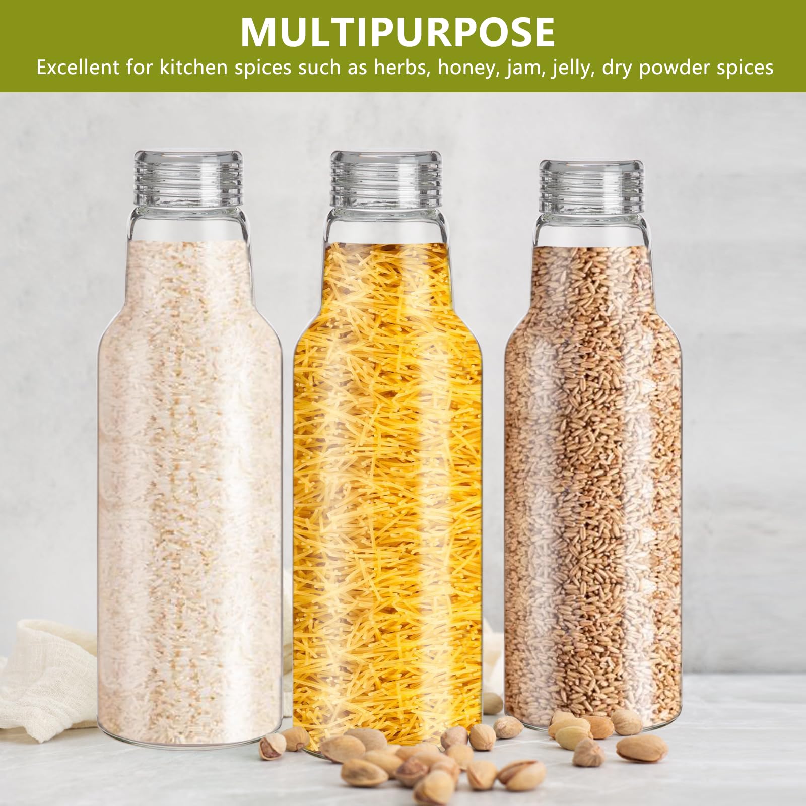 Bottiglie di vetro da 963,9 g per succhi, bottiglie di succo con coperchio, barattoli di vetro con coperchio, per latte, bevande, barattoli trasparenti con coperchio per sottaceti,