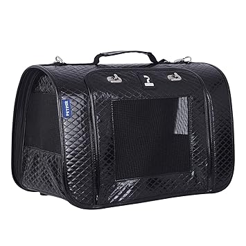 Petper CW-125 Cat Carrier PU Leather Pet Carrier Designed for Cats, Small Dogs, Kittens, Puppies Pet Travel Carrying Handbag for Outdoor Travel Walking Hiking