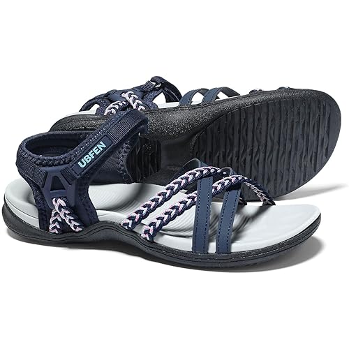 UBFEN Womens Hiking Comfort Sport Sandals Beach Vacation Camping Casual Sport Sandals with Adjustable Straps and Arch Support