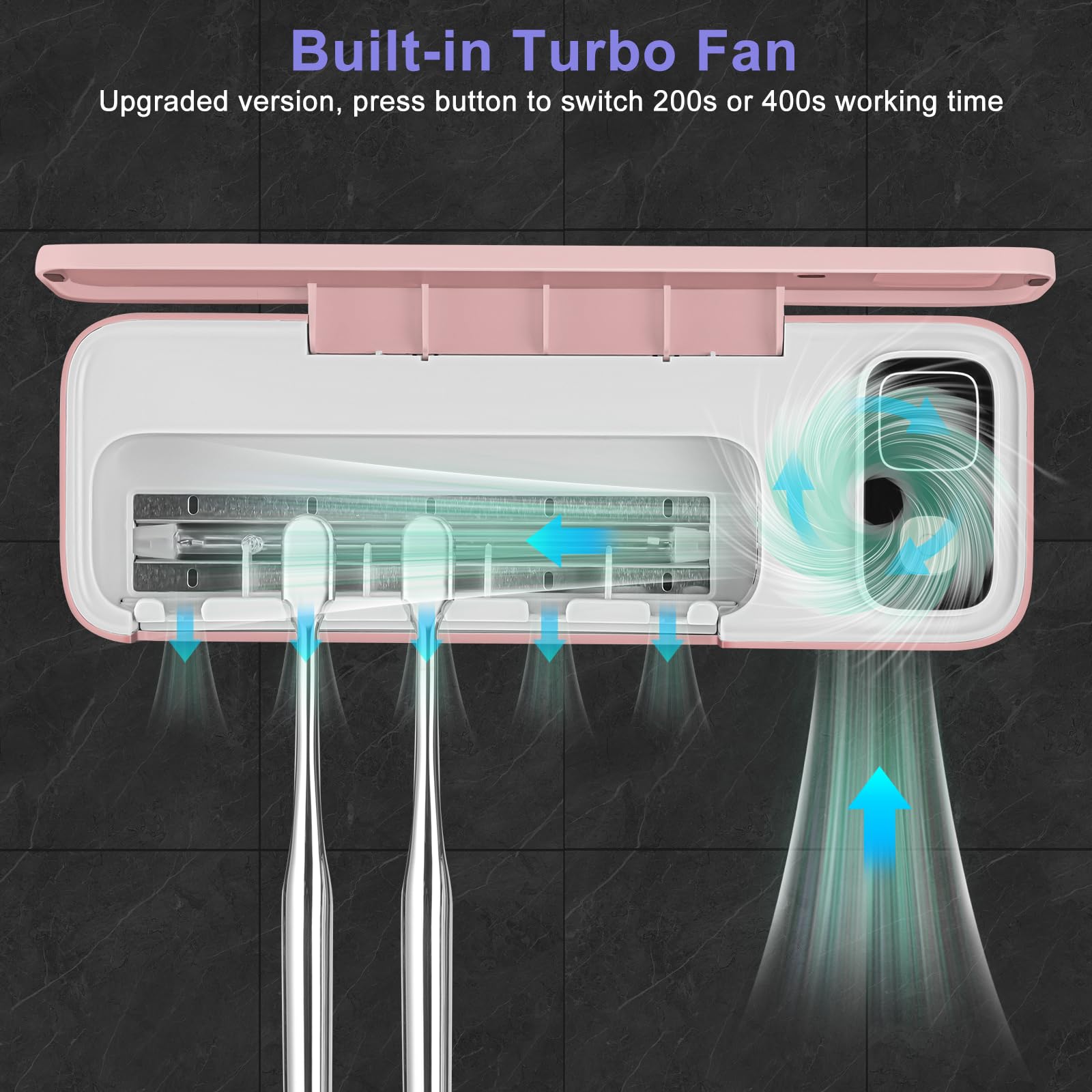 Soporte para cepillo de dientes San itizer, soporte para cepillo de dientes de pared con luz, 5 ranuras, soporte para cepillo de dientes recargable, funda para cepillo de dientes con secado al aire