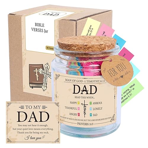 Bible Verse Jar for Dad, Fathers Day Gift for Dad