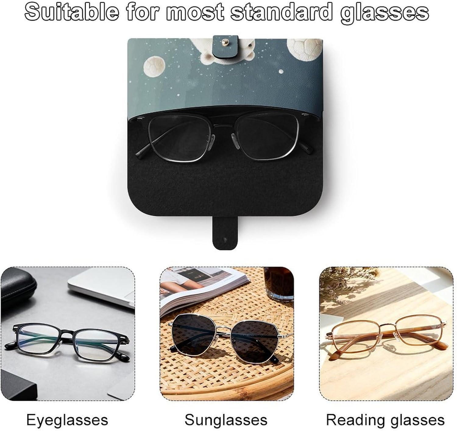 PU Leather Shell Glasses Cases, Classic Fashion Eyeglasses Case image 3