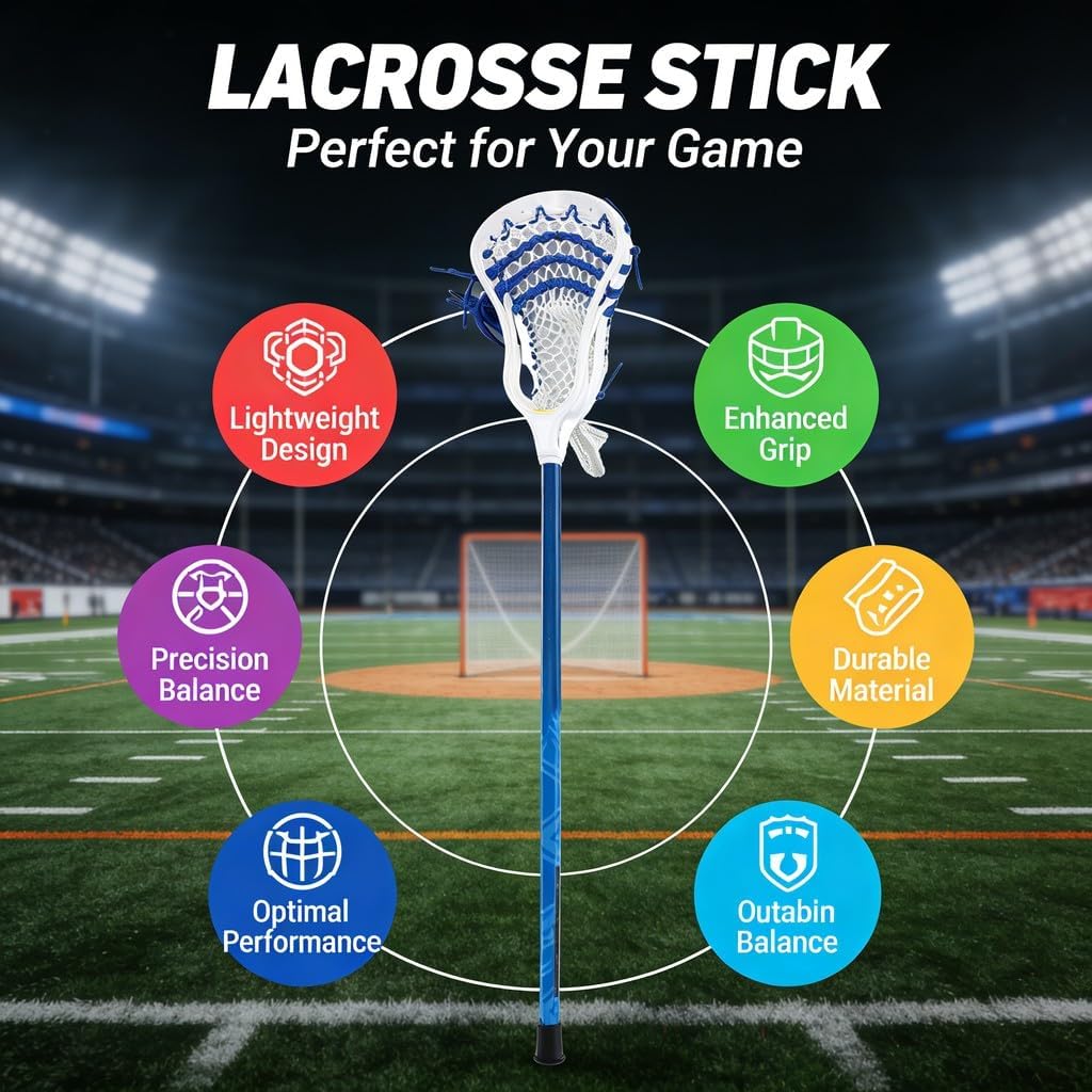 Lacrosse Sticks Youth Aluminum Alloy, 24 Inch Non Slip Grip, Rugged Structure - Durable Training Equipment, Enhanced Control, Ideal for Beginners and Kids