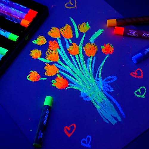 Miniatura 5 de Artecho Juego de 12 colores pastel al óleo de neón, pasteles suaves al óleo para pintura artística, dibujo, mezcla (0.394 x 2.756 in)