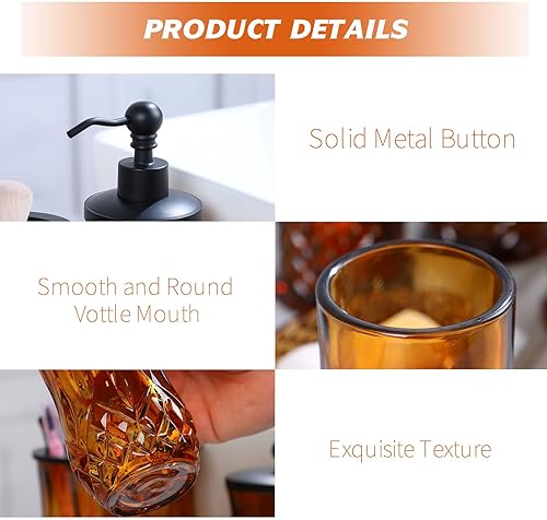 Miniatura 3 de PYZX-HOME Juego completo de accesorios de baño de cristal, juego completo de accesorios de baño de 5 piezas, incluye dispensador de loción,