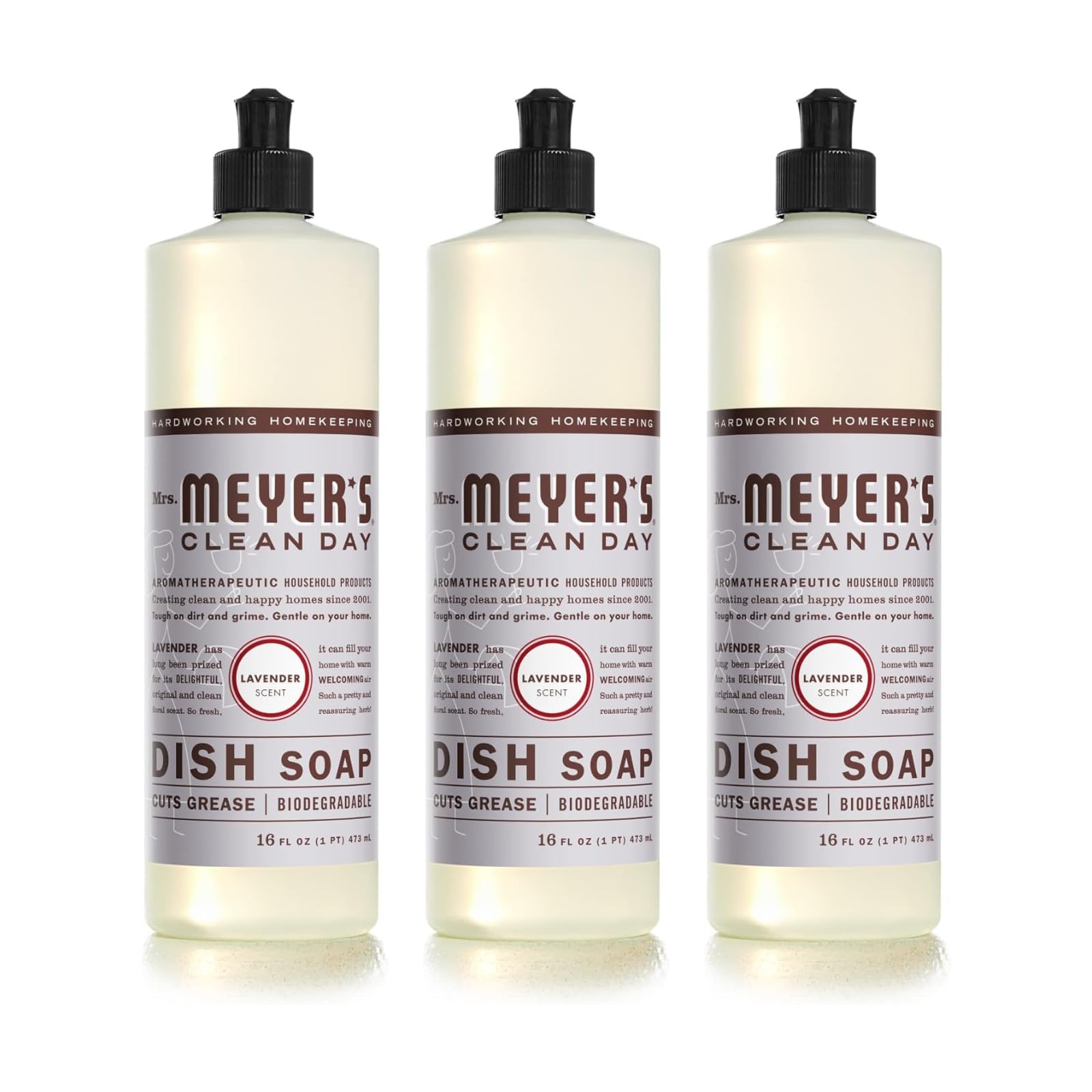 Mrs Meyers - Clean Day Liquid Dish Soap Lavender - 16 oz 3 Pack
