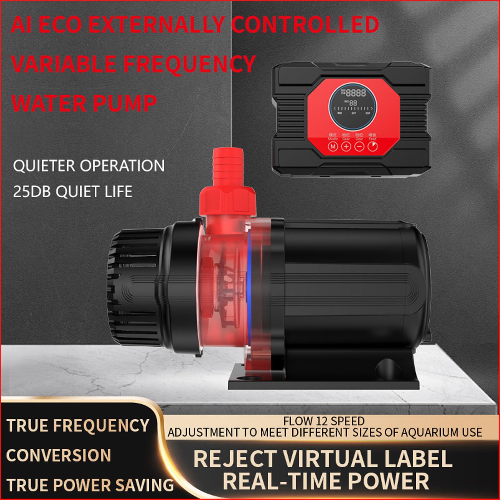 Bomba Sumergible, Interfaz Silenciosa de Diferente Calibre Controlador Externo Conversión de Frecuencia Bomba de Agua de Acuario para Agua Dulce (Enchufe de la UE)