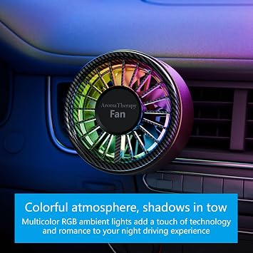 360 Degree Airflows Car Vent Clip Freshener with Fan & Gentle Scent Release Simple Installs for Elimination LED Car Air Freshener with Fan