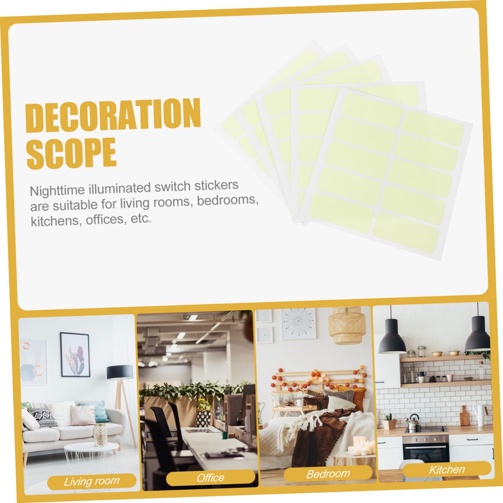 SEWACC Pegatinas Luminosas Decorativas Para Interruptores De Luz De Adhesivos Fosforescentes Fáciles De Aplicar Y Retirar Para Habitaciones Y Decoración 5 Hojas*4