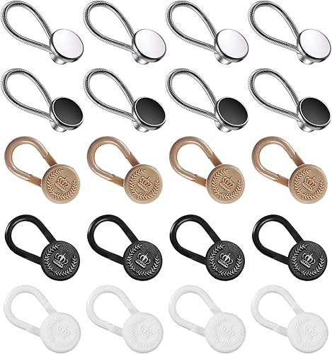 SHEHARUHI 20 extensores de cuello de camisa, botones elásticos, extensor de metal cómodo, botón de cuello elástico para vestido, camisas,