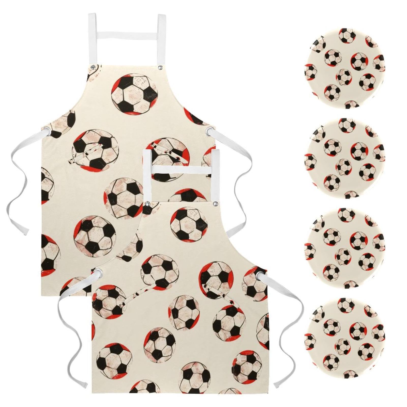 Lot de 2 tabliers de cuisine multicolore avec poche et 4 broches - 7