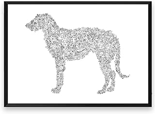 Irish wolfhound print with doodles inside the portrait | Plenty of details about | hard to find gift black and white illustration art poster