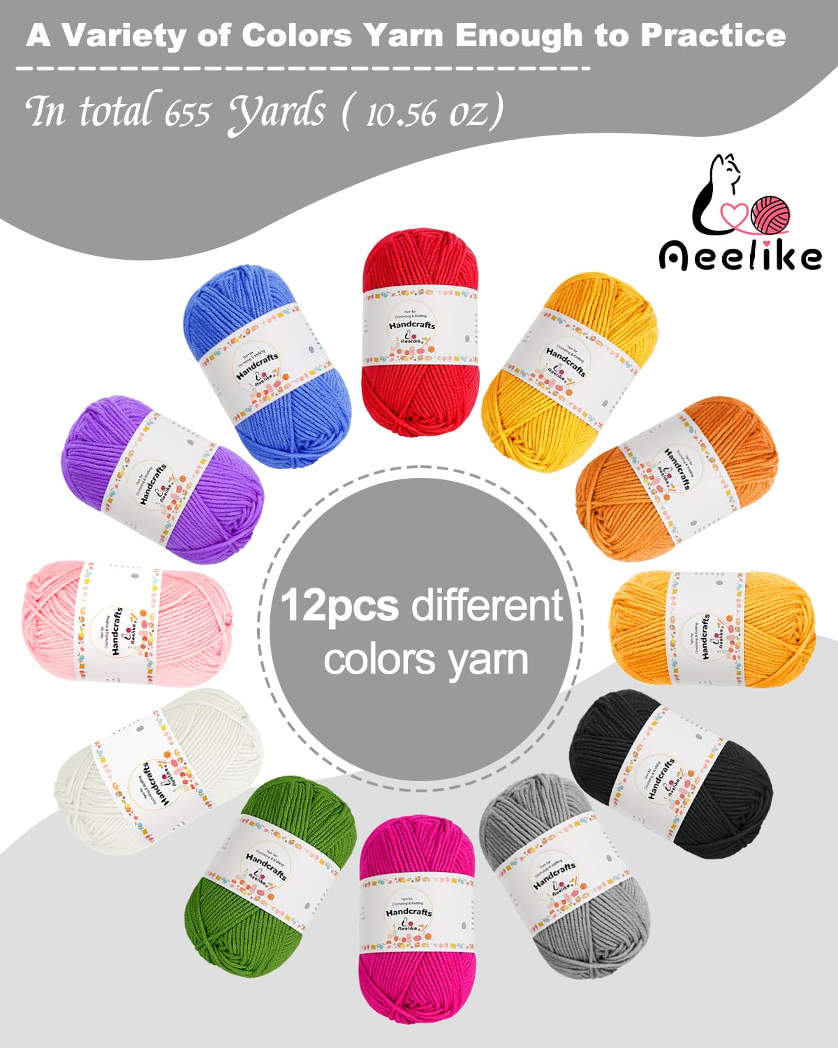 Aeelike Set di uncinetti per principianti, 66 pezzi, set di uncinetti portatili con accessori e lana, 0,6 mm – 6,0 mm