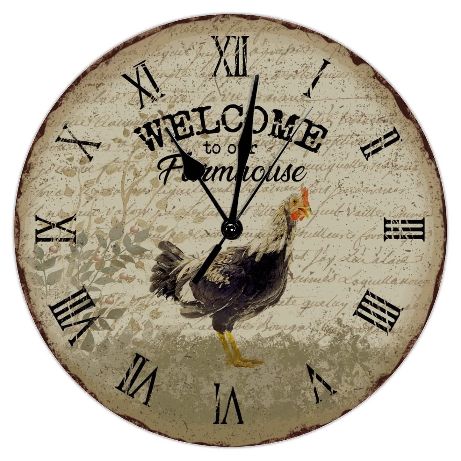 Horloge coq en bois rétro de 38 cm pour décorer votre cuisine rustique