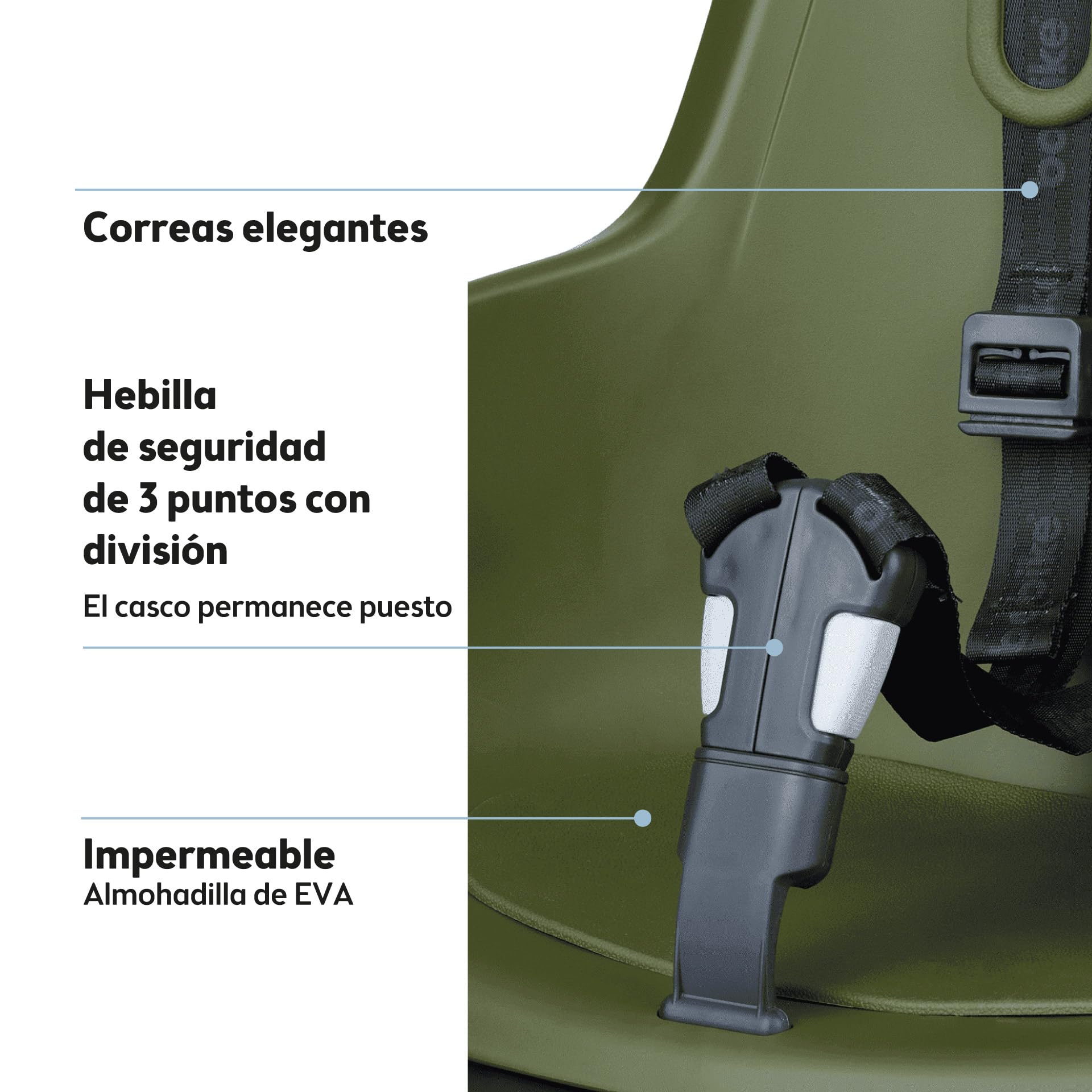 BOBIKE 8012100021 - Silla Bicicleta Trasera One Maxi EB-D para Portaequipajes – Segura y fácil de Montar, Adecuada para niños de 9 Meses a 6 años, hasta 22 kg, Verde Oliva