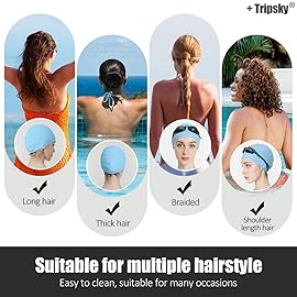 Tripsky Silicone Swim Cap,Comfortable Bathing Cap Ideal for Curly Short Medium Long Hair, Swimming Cap for Women and Men, Shower Caps Keep Hairstyle Unchanged (Blue)