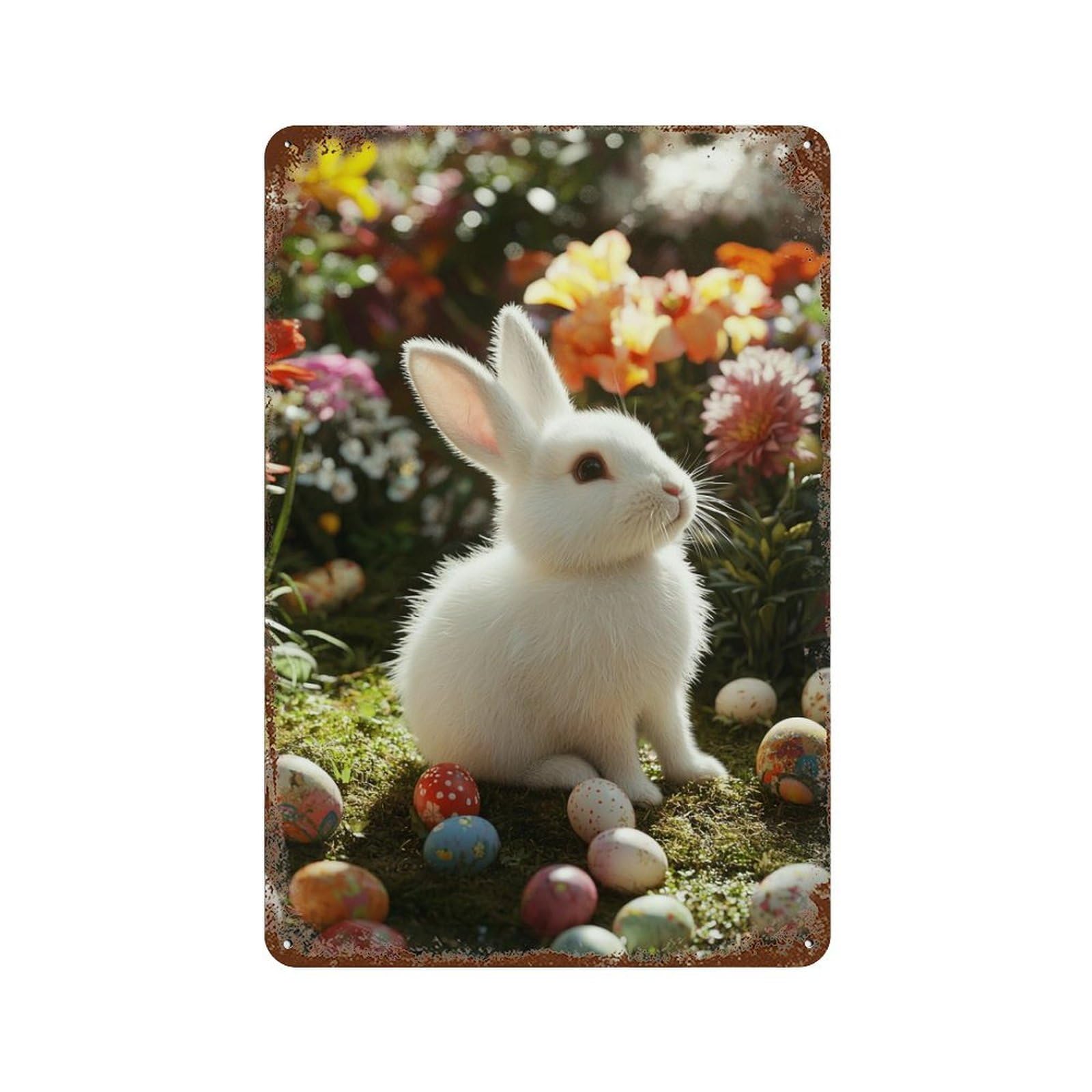 Easter Bunny with Eggs-9 Decorative Tin Sign 11.8"x7.9", Retro Wall Decor for Garage, Pub Or Kitchen