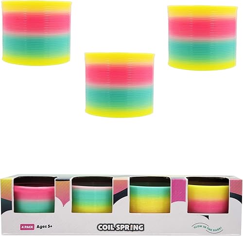 Vista 11 de The Dreidel Company Resorte de espiral de plástico, Slingy mágico arcoíris que brilla en la oscuridad, recuerdo de fiesta, relleno de bolsa