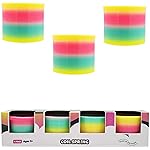 The Dreidel Company Plastic Coil Spring, Glow-In-The-Dark Magic Rainbow Slingy, Party Favor, Birthday Bag Filler, Stocking Stuffers, 3 (80MM) (4-Pack)
