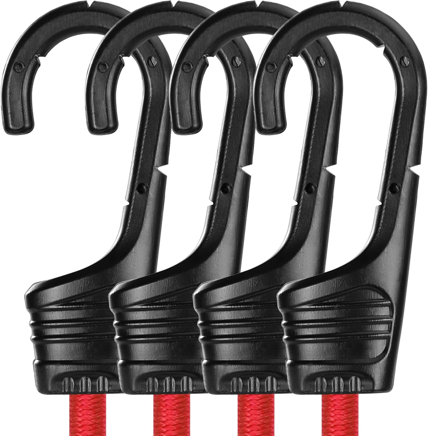 WORKPRO 24 Inch Bungee Cords with Hooks, 4 Pack Superior Rubber Heavy Duty Bungee Straps Strong Elastic Rope for Outdoor Tent, Luggage Rack, Camping, Cargo, RV, Bike, Transporting, Storage, Red