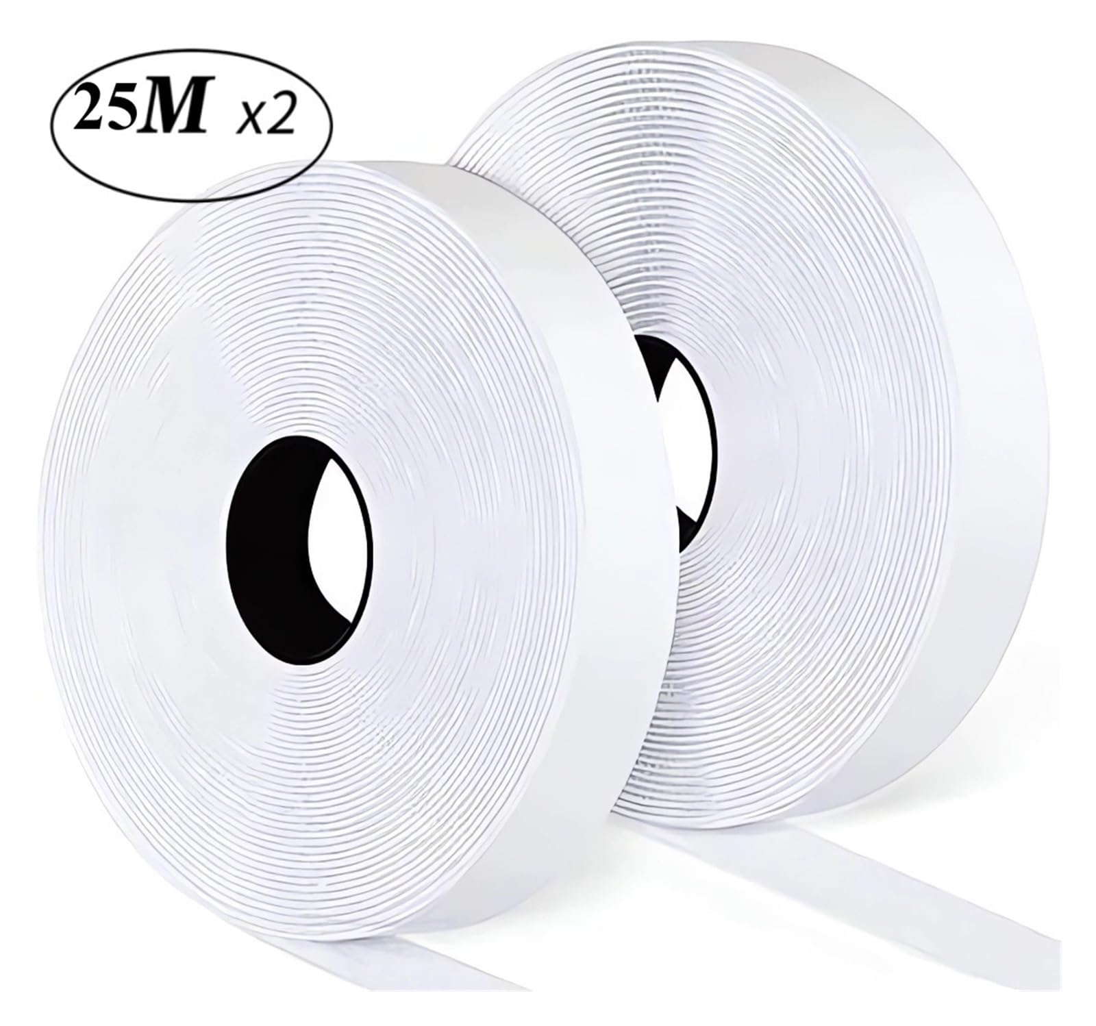 Cinta adhesiva de 20 mm, autoadhesiva, extrafuerte, doble cara, con almohadilla, cierre gancho y bucle esponjoso, color blanco(25Meter)