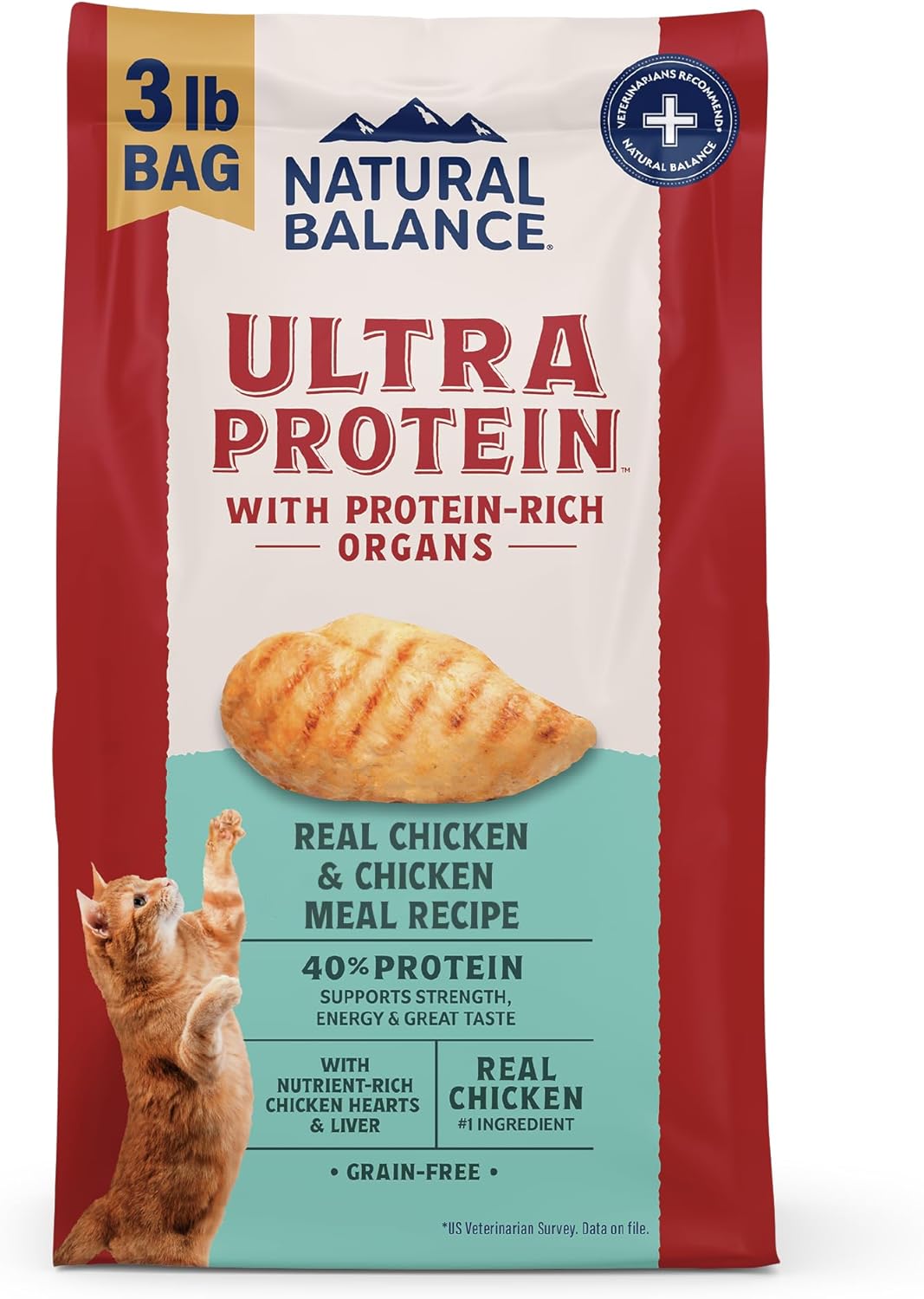 Product image of Natural Balance Ultra Protein Dry Cat Food, Real Chicken & Chicken Meal Recipe with Protein-Rich Organs - 3 lbs.