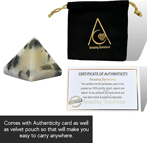 Miniatura 35 de Amazing Gemstone White Agate Snow Quartz Pyramid Crystal Healing Stones - 1" Great Pyramid Figurine of Natural Stone Pyramid for Meditation, Reiki