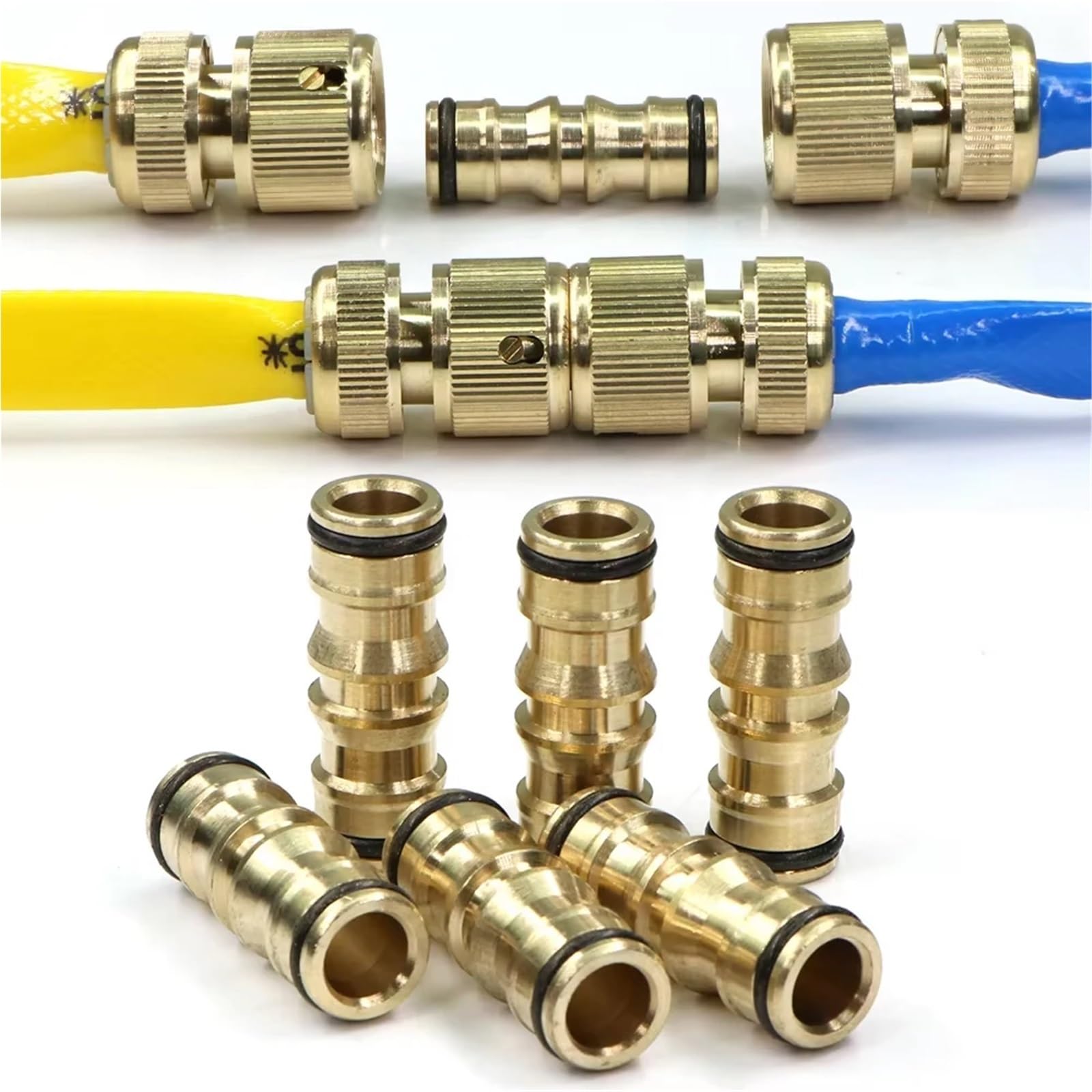 Adaptador de conector rápido de boquilla de latón de 16 mm for manguera de riego de jardín (3 unidades)