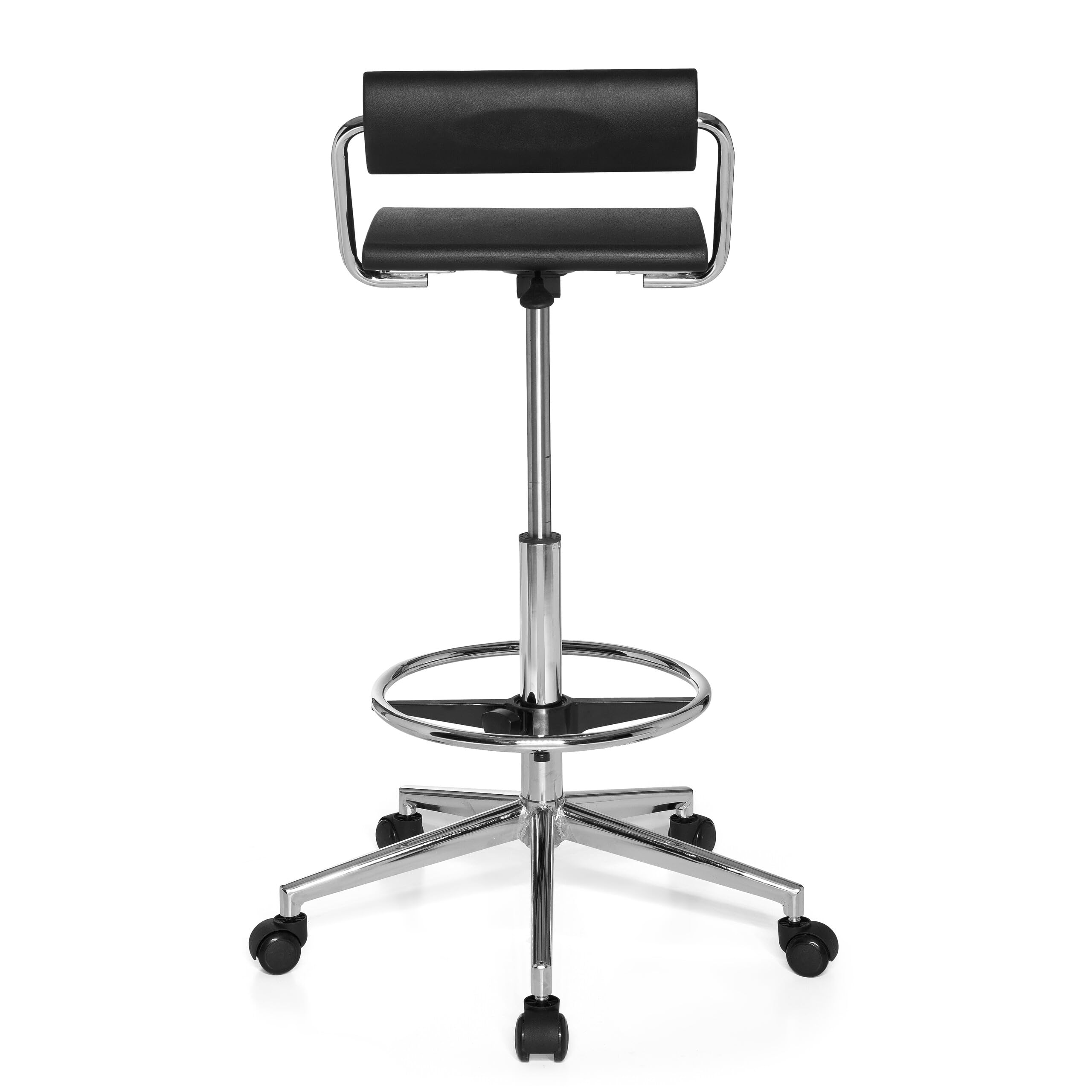 hjh OFFICE 665170 Silla de Trabajo y Giratorio Top Work 28 Espuma Duro Negro Cromado, Ajuste de Altura Extremo, Soporte Lumbar
