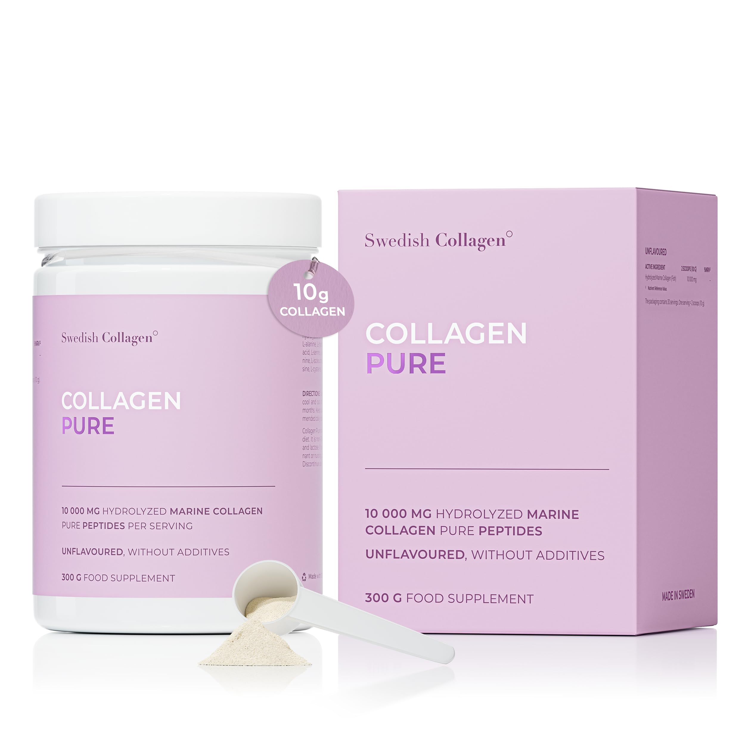 Hydrolyzed Marine Collagen 10,000 mg Powder Supplement - Pack of 300 g, 30 Day Supply | Pure Peptide for Healthy Hair, Skin, Nails & Joints I 100% Natural & Gluten Free | Sugar-Free